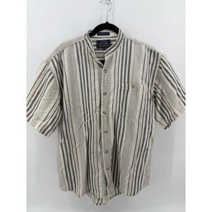 Bogari, Vintage, Button Front Shirt, Short Sleeve, Striped, Men's Size XL